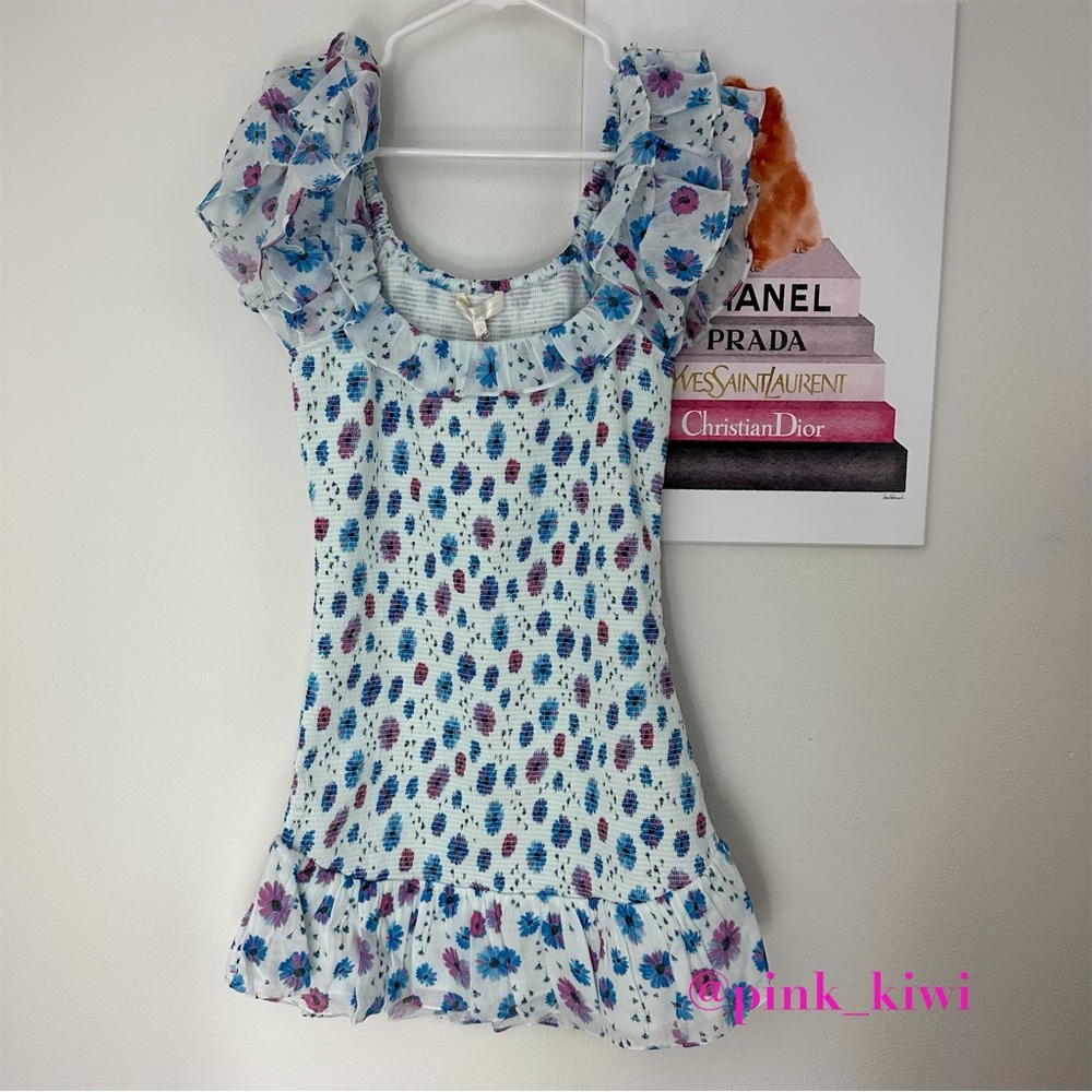 LoveShackFancy Kodie Smocked Ruffle Floral Mini Dress - Picture 16 of 17